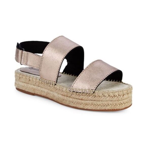 Splendid Aubrey Metallic Leather Espadrille Flatform Slingback Sandals size 8 - Picture 1 of 13